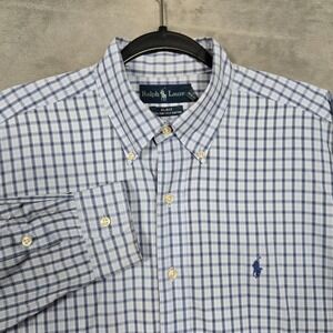 Ralph Lauren Blake shirt Large Plaid check blue gray‎ Long Sleeve button down